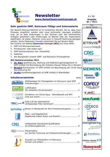 Newsletter - Swiss Cleanroom Concept