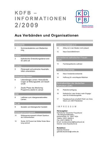 kdfb informationen 2/2009 - Katholischer Deutscher Frauenbund