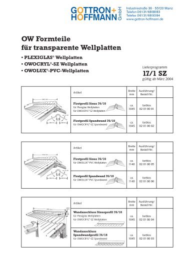 OW Formteile für transparente Wellplatten 17/1 SZ - GOTTRON + ...