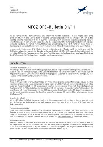 MFGZ OPS Bulletin 2011/01