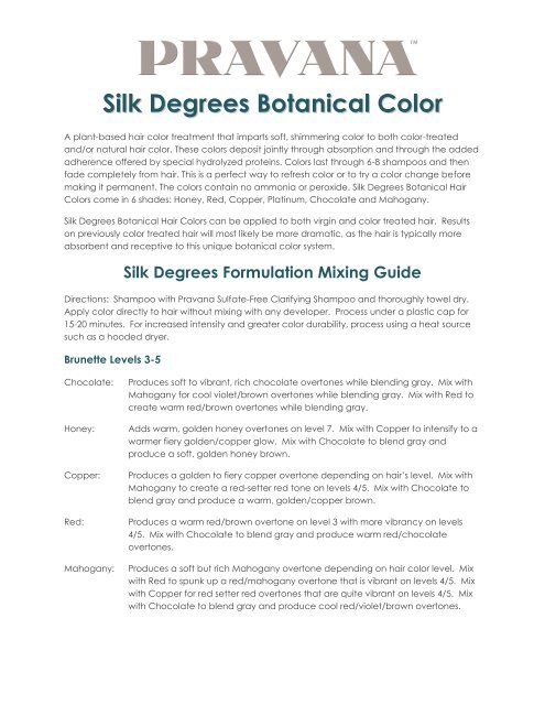 Silk Degrees Botanical Color Pravana Professional Hair