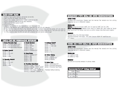 Brushless Motor Gearing Chart