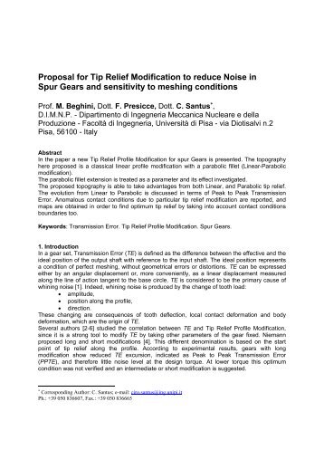 Proposal for Tip Relief Modification to reduce Noise in Spur Gears ...