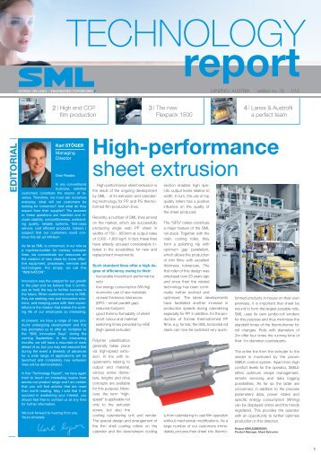 High-performance sheet extrusion - SML