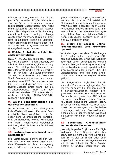 Modellbahntechnik aktuell 048 Juli-August 2010 - Bitte melden Sie ...