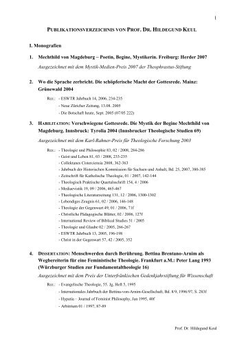 Publikationsverzeichnis Prof. Dr. Hildegund Keul 2010 (PDF ...