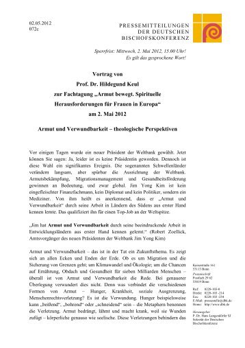 Vortrag von Prof. Dr. Hildegund Keul zur Fachtagung âArmut bewegt ...