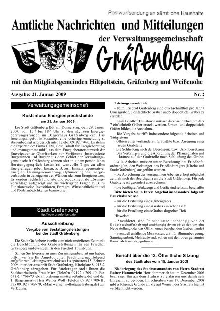Ausgabe: 21. Januar 2009 Nr. 2 - Gräfenberg
