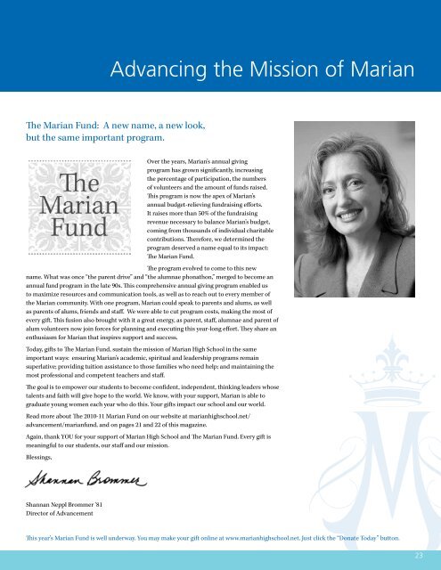 Marian Magazine - Marian High School