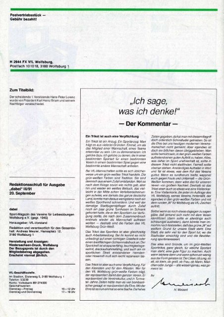 Verabschiedung von Hans-Peter Lorenz al s 1 ... - vfl-wob.de