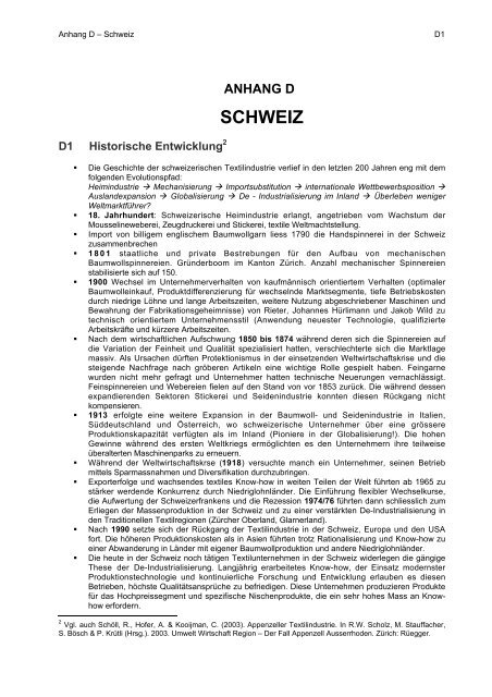 Zukunft der Schweizer Textilindustrie ? - ETH Zürich