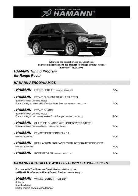 HAMANN Tuning Program for Range Rover