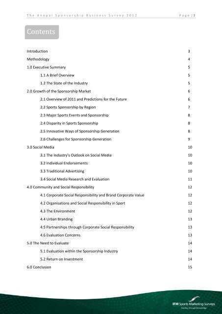 The Annual Sponsorship Business Survey 2012 - Sporsora