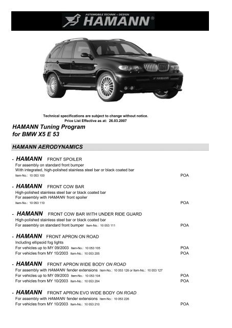 HAMANN Tuning Program for BMW X5 E 53