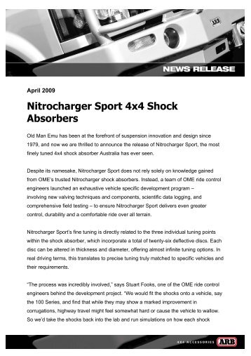 April 09 - nitrocharger sport 4x4 shock absorbers - ARB