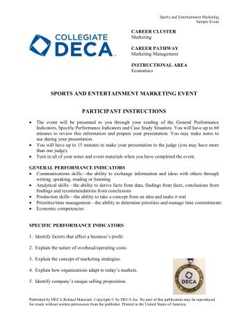 sports and entertainment marketing event participant ... - DECA