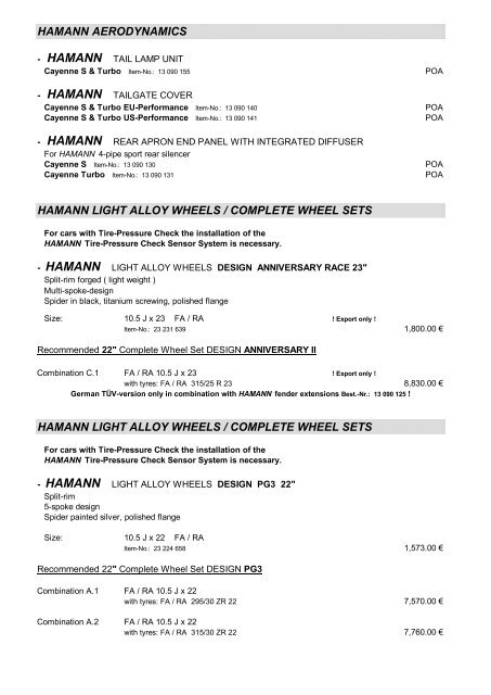 HAMANN Tuning Program for Porsche Cayenne S & Turbo