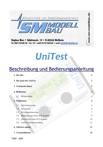 UniTest Bedienungsanleitung - SM-Modellbau