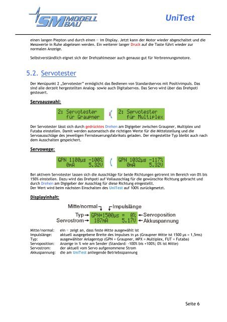 UniTest Bedienungsanleitung - SM-Modellbau