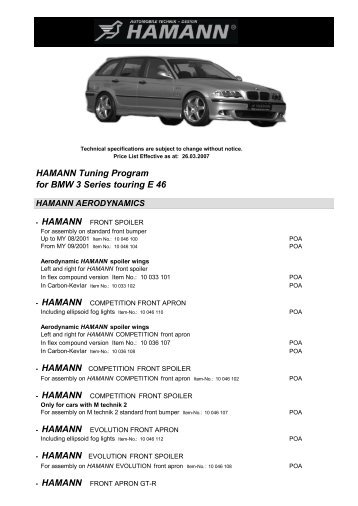 HAMANN Tuning Program for BMW 3 Series touring E 46