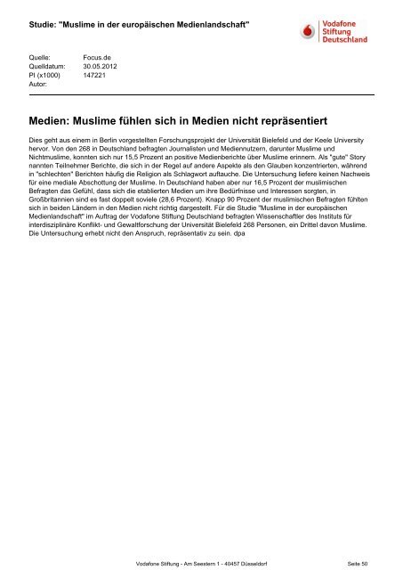 Muslime fühlen sich in Medien nicht repräsentiert - Kantar Media ...