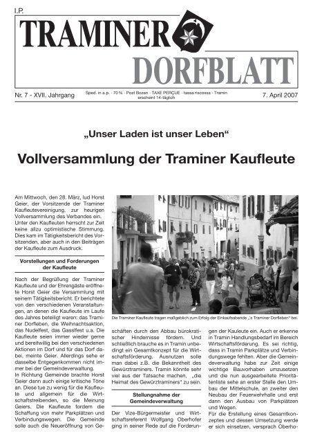 Vollversammlung der Traminer Kaufleute - Traminer Dorfblatt