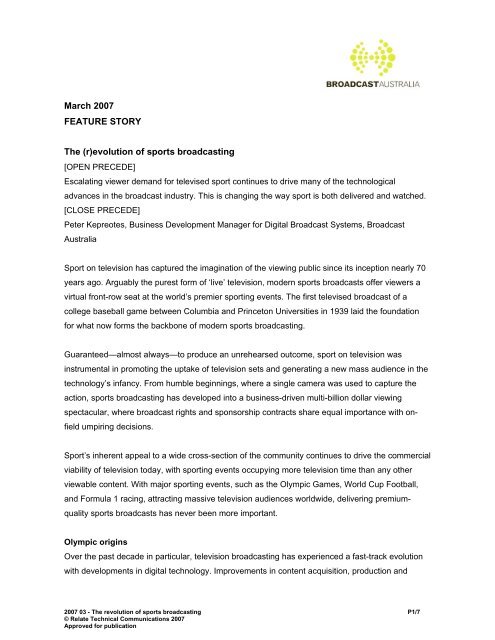 The R Evolution Of Sports Broadcasting Broadcast Australia The R Evolution Of Sports Broadcasting Broadcast Australia