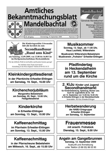 Amtliches Bekanntmachungsblatt - Mandelbachtal