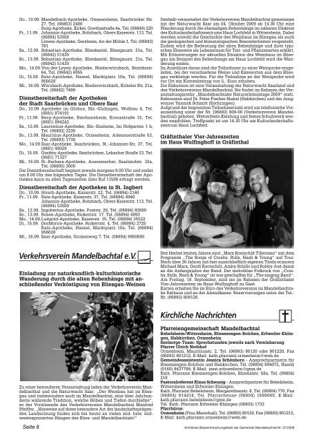 Amtliches Bekanntmachungsblatt - Mandelbachtal