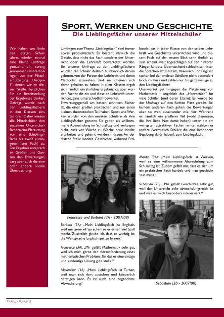 Ausgabe 2/2008 FRÄNZI – FORUM - Franziskanergymnasium Bozen