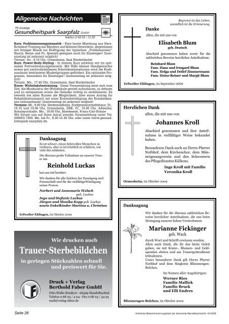 Amtliches Bekanntmachungsblatt Mandelbachtal U