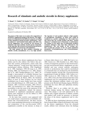 Research of stimulants and anabolic steroids in dietary ... - cemafe