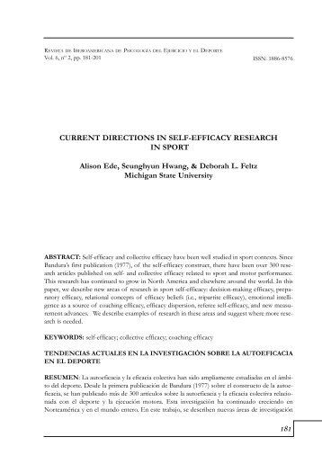 CURRENT DIRECTIONS IN SELF-EFFICACY RESEARCH ... - Dialnet