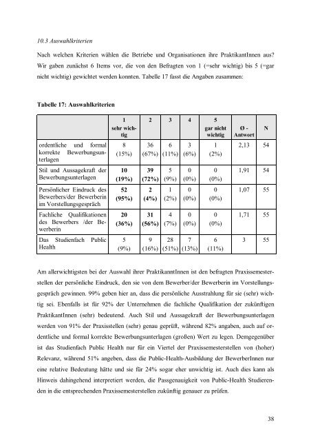 Evaluation Praxissemester B.A. Public Health - Fachbereich 11 ...