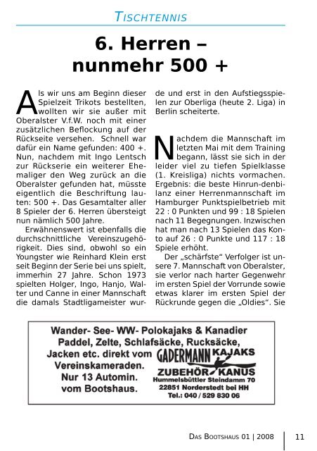 Ausgabe 1 / 2008 - Oberalster Verein für Wassersport e.V.