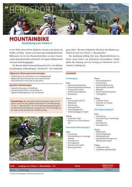 NaturSport-Ausbildungsprogramm 2012 - NaturFreunde Deutschlands