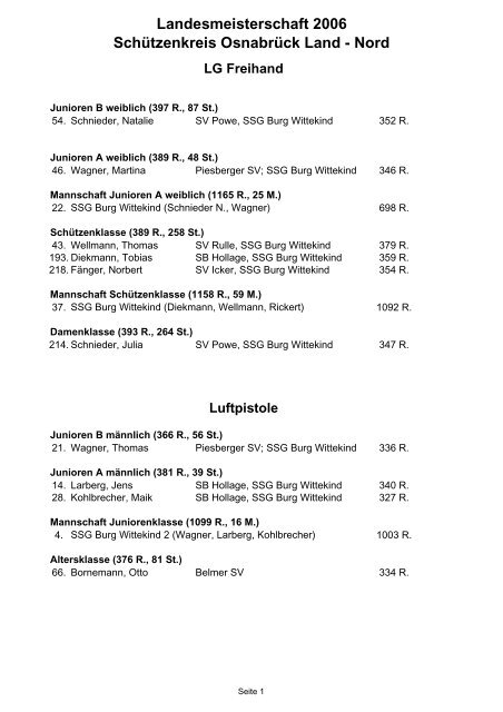 Das Sportjahr 2006 - Schützenkreis Osnabrück Land-Nord