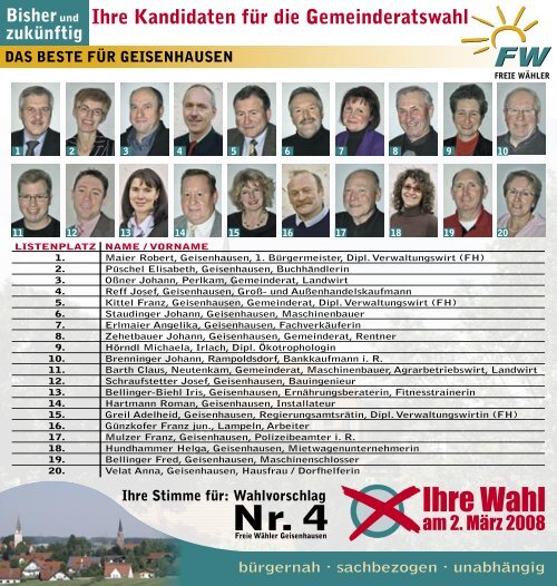 Wahlflyer - Freie Wähler Geisenhausen