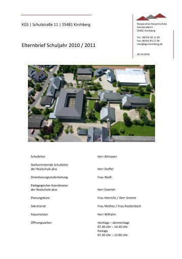 Elternbrief Schuljahr 2010 / 2011 - Kooperative Gesamtschule ...