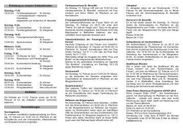 Einladung zu unseren Gottesdiensten Kollekten ... - St. Benedikt