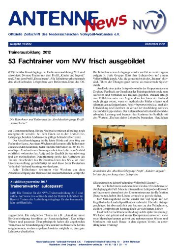 Der aktuelle Antenne-Newsletter - NVV