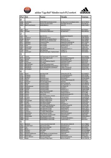 adidas "Liga Ball" Händler nach PLZ sortiert - Sport2000