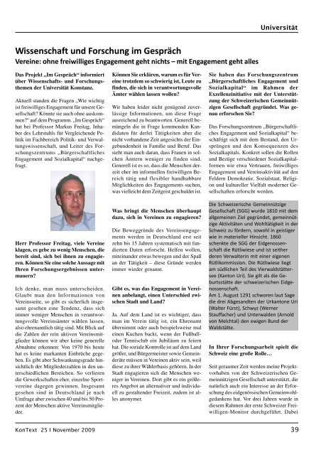 Ausgabe Nr. 25 / November 2009, Thema: Die Schweiz - KonNet e.V.