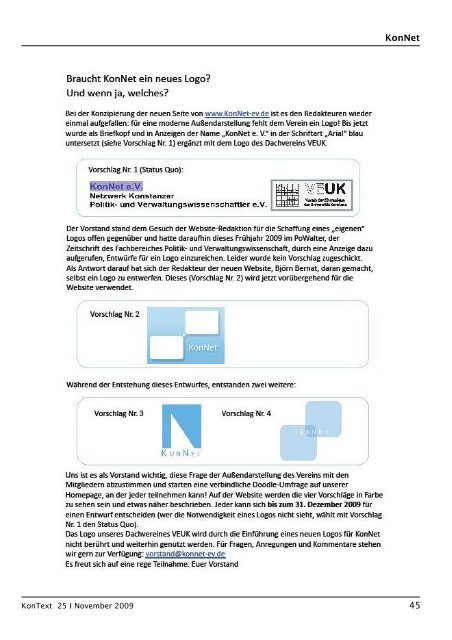 Ausgabe Nr. 25 / November 2009, Thema: Die Schweiz - KonNet e.V.