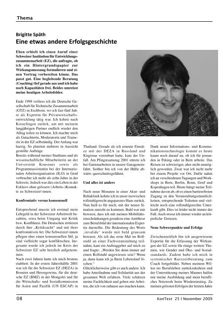 Ausgabe Nr. 25 / November 2009, Thema: Die Schweiz - KonNet e.V.