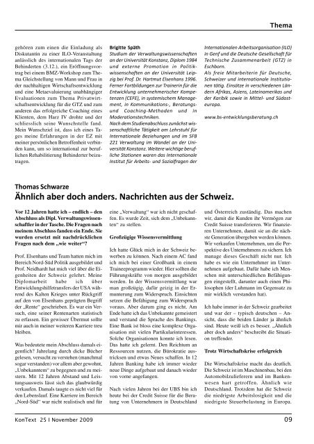 Ausgabe Nr. 25 / November 2009, Thema: Die Schweiz - KonNet e.V.