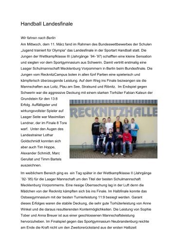 Handball Landesfinale - RecknitzCampus Laage