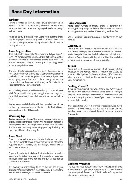 2012 Club Handbook - Kembla Joggers