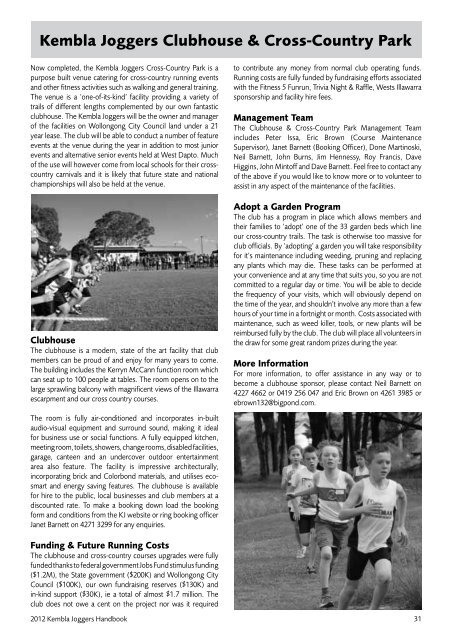 2012 Club Handbook - Kembla Joggers