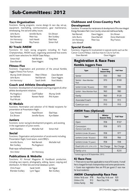 2012 Club Handbook - Kembla Joggers